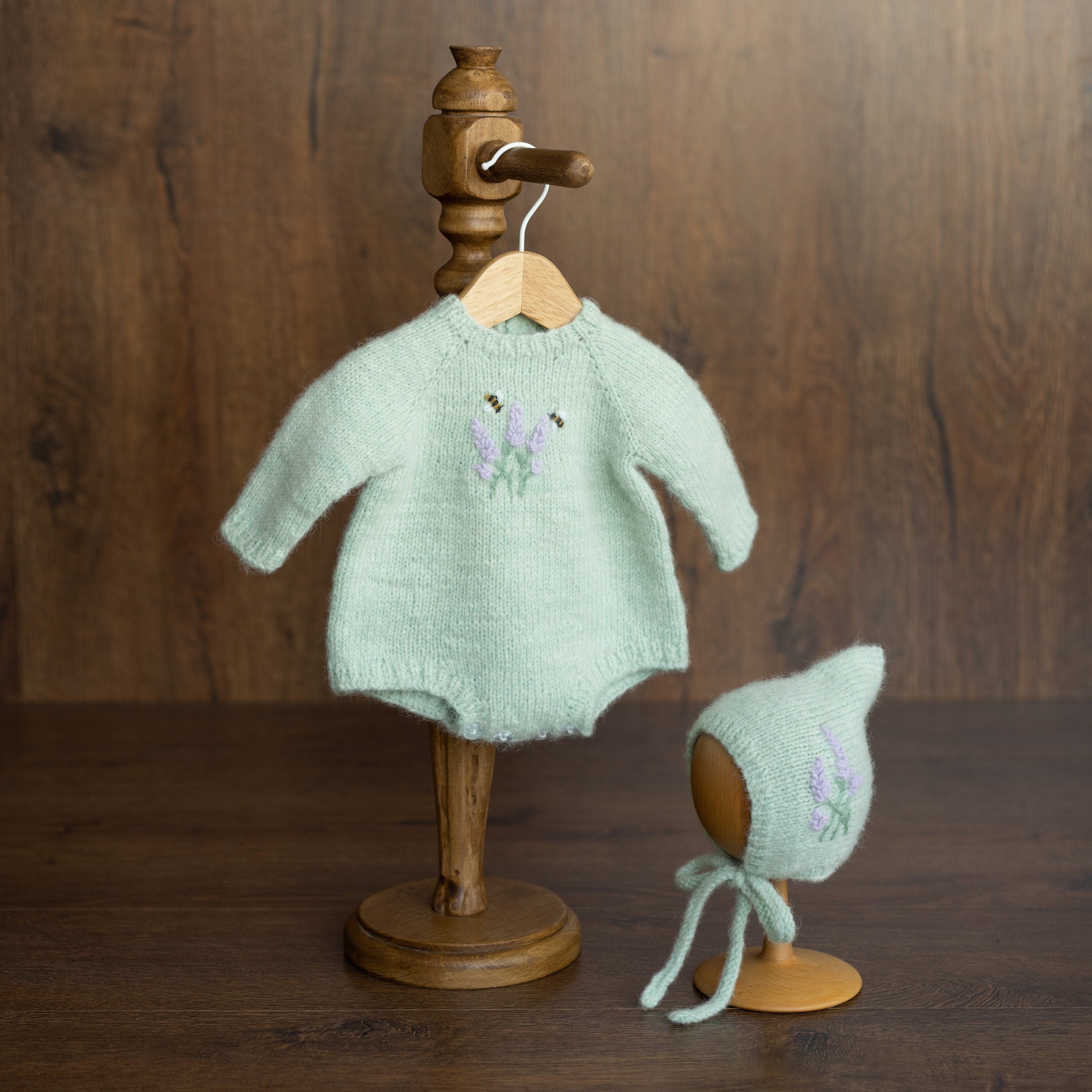 Baby Girl Knit Embroidered Flower Romper, Newborn coming home outfit for Girl, Hand Embroidered Knit Romper, Newborn Knitted Outfit