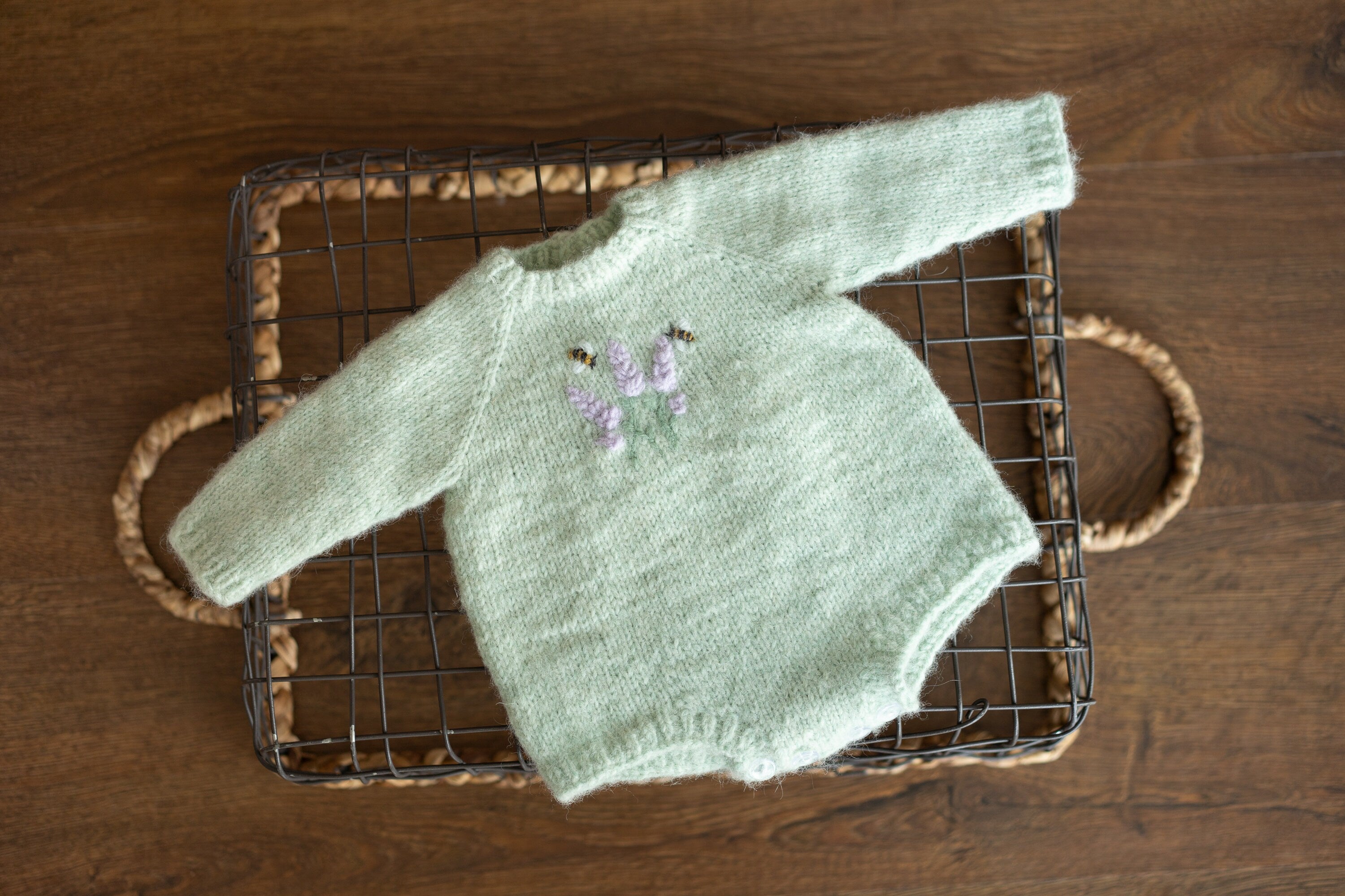 Baby Girl Knit Embroidered Flower Romper, Newborn coming home outfit for Girl, Hand Embroidered Knit Romper, Newborn Knitted Outfit