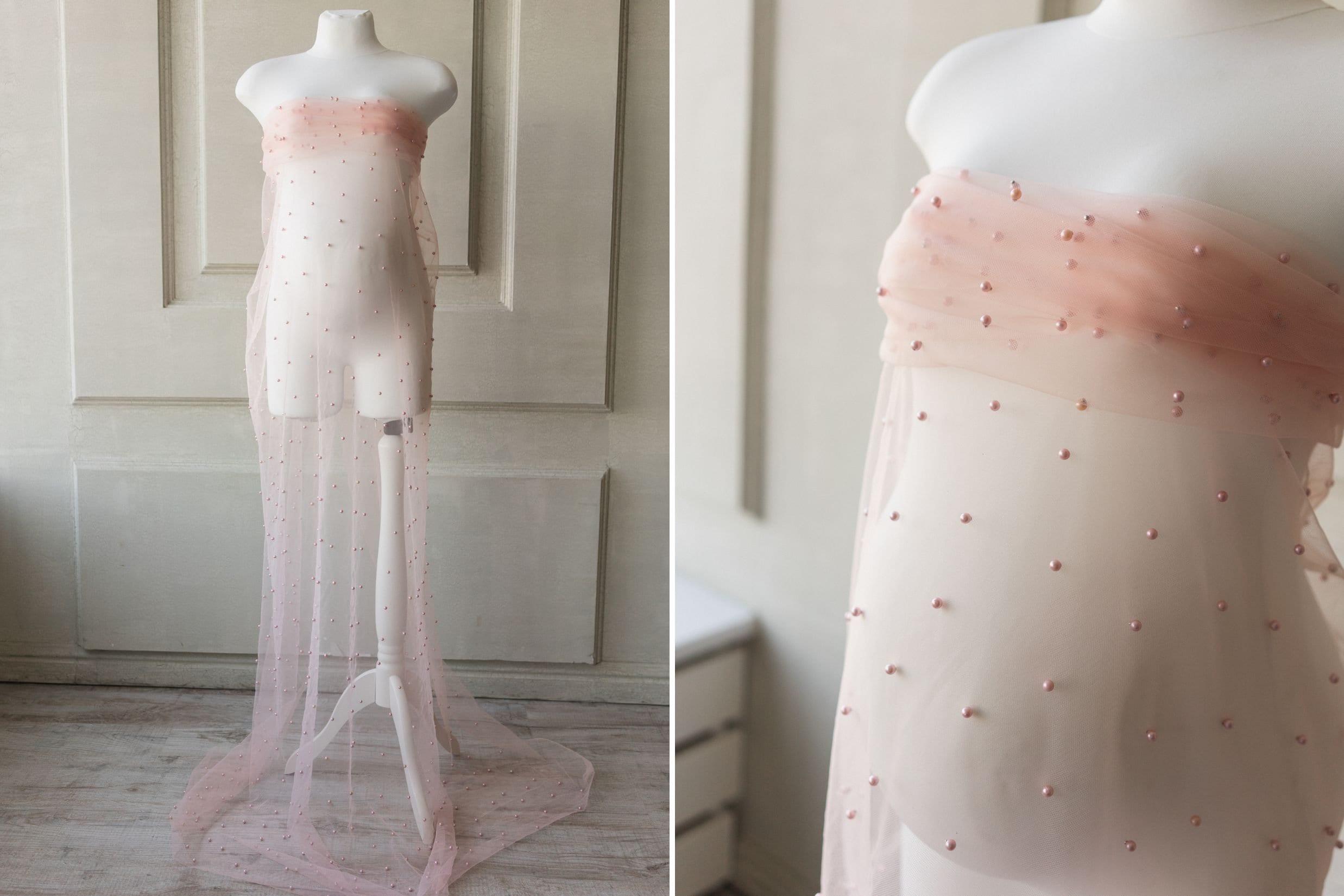 Maternity Lace Pearl Beads Fabric, Tulle Pearl Maternity Gown, Maternity Photography props, Maternity Tossing Fabric, Pregnancy Photo Prop