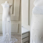 Maternity Lace Pearl Beads Fabric, Tulle Pearl Maternity Gown, Maternity Photography props, Maternity Tossing Fabric, Pregnancy Photo Prop
