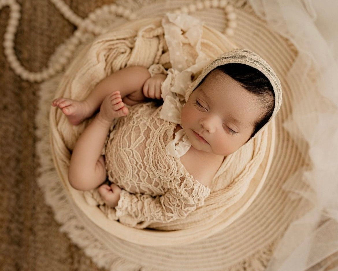 Round Macrame Newborn Rug, Newborn Photography props, Macrame Newborn Props, Newborn Knit Blanket, Natural Macrame Cord Mat Photo Prop