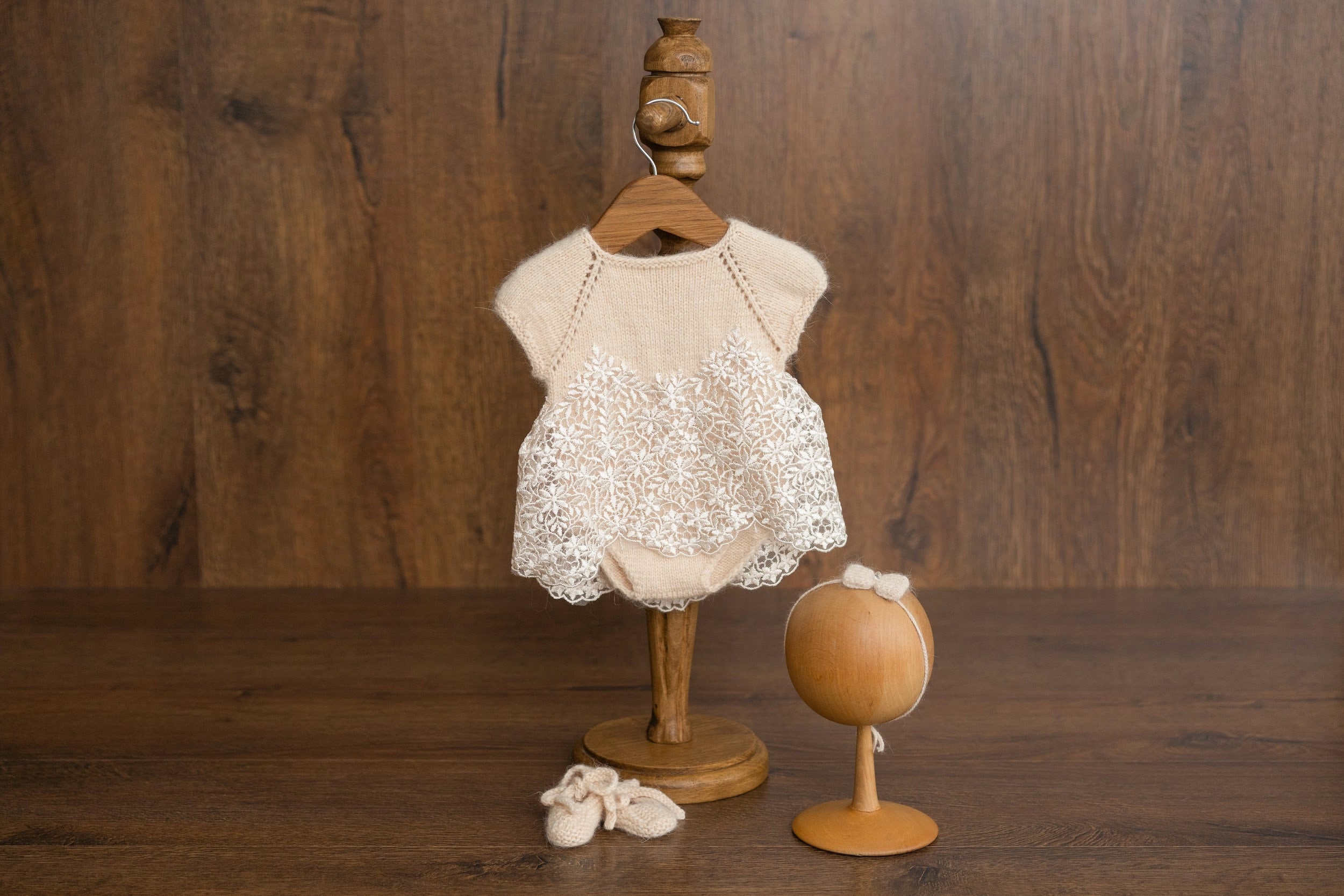 Newborn Knitted Dress for Girl with Headband, Newborn Photography Props, Newborn Knitted Outfit Girl, Newborn Girl Coming Home Outfit