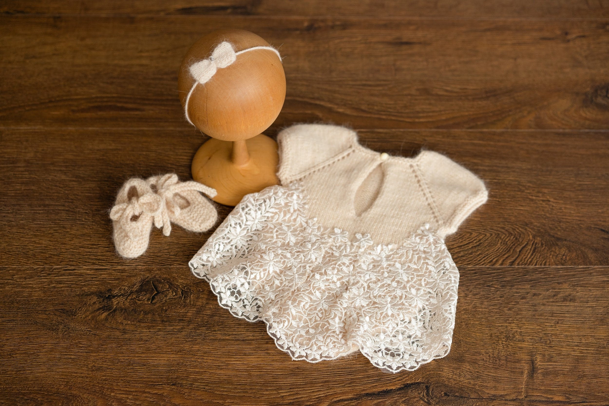 Newborn Knitted Dress for Girl with Headband, Newborn Photography Props, Newborn Knitted Outfit Girl, Newborn Girl Coming Home Outfit