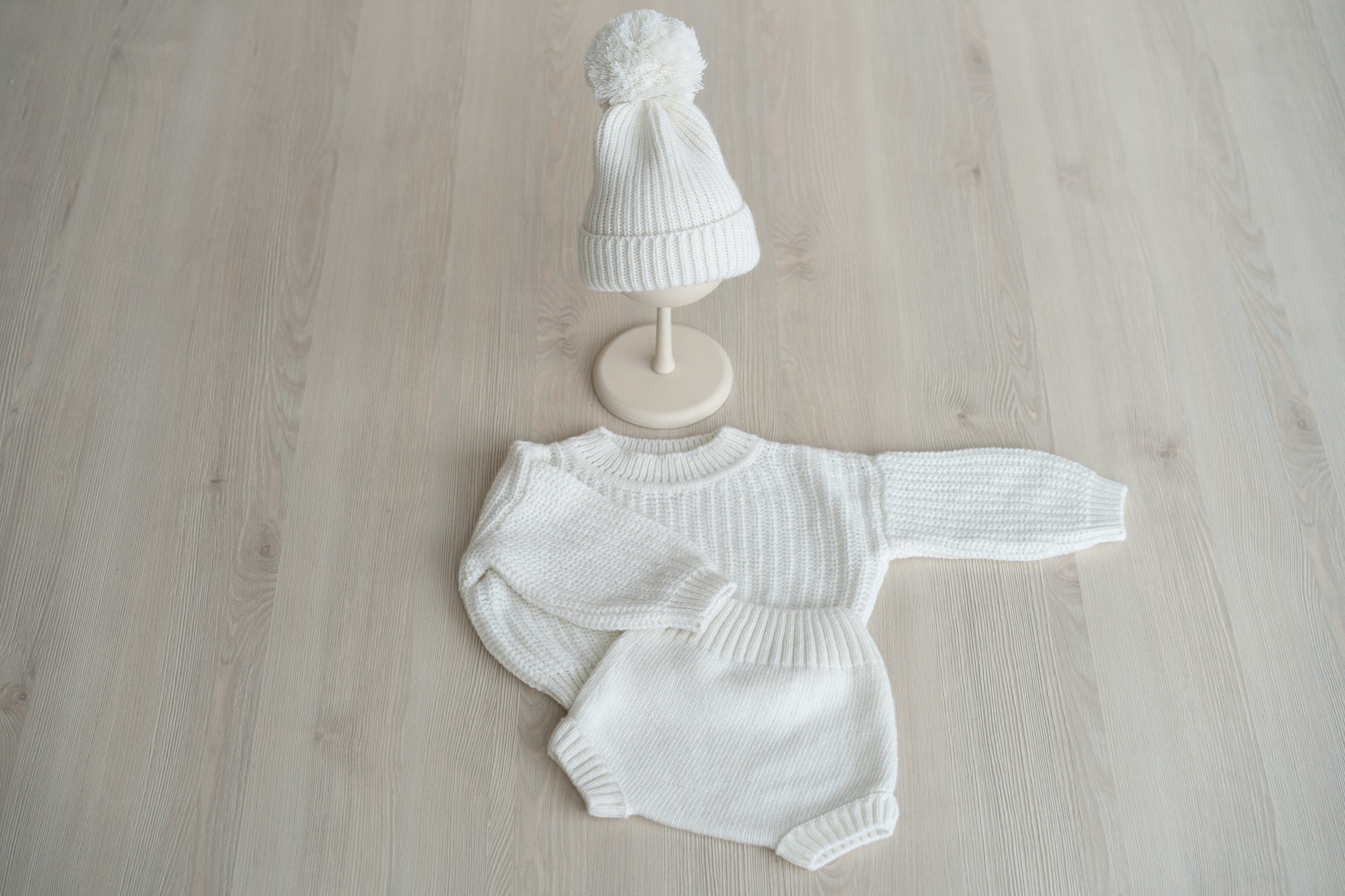 Batik Baby Beanie Hat with Pom Pom, Baby Knitted Hats, Newborn Coming Home Outfit Girl, Newborn Knitted Outfit, Newborn Photography Outfit