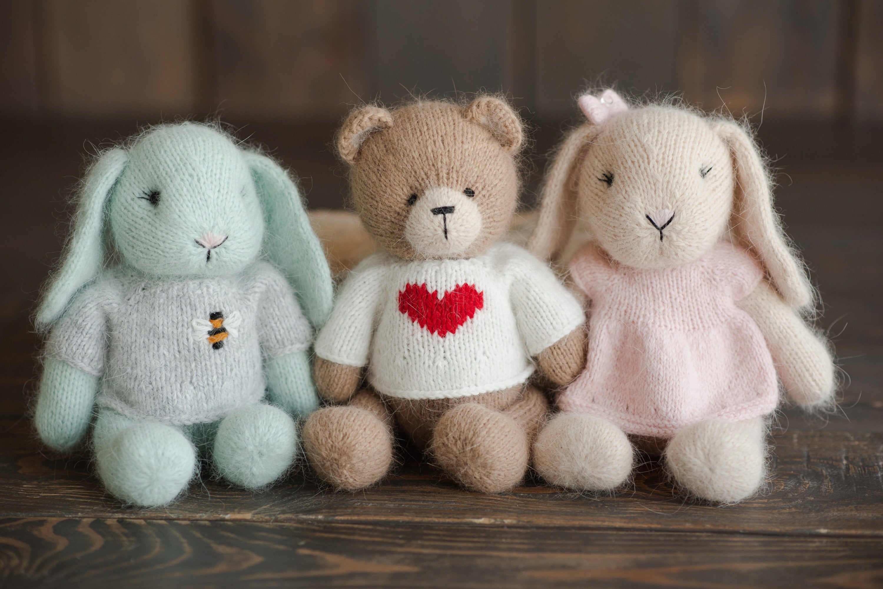 Newborn Knitted Bear Photography Props, Newborn Knit Rabbit Toy, Baby Bear Crochet Toy,Newborn Photography Prop, Knit Newborn Teddy Bear Toy