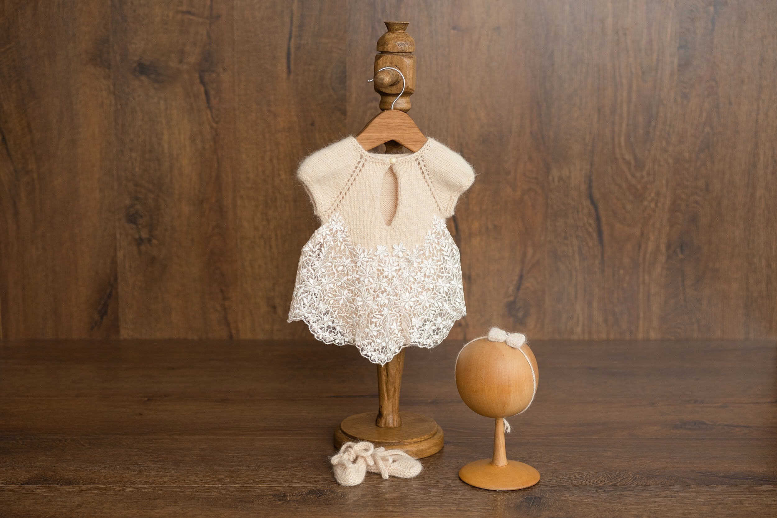 Newborn Knitted Dress for Girl with Headband, Newborn Photography Props, Newborn Knitted Outfit Girl, Newborn Girl Coming Home Outfit