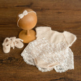 Newborn Knitted Dress for Girl with Headband, Newborn Photography Props, Newborn Knitted Outfit Girl, Newborn Girl Coming Home Outfit