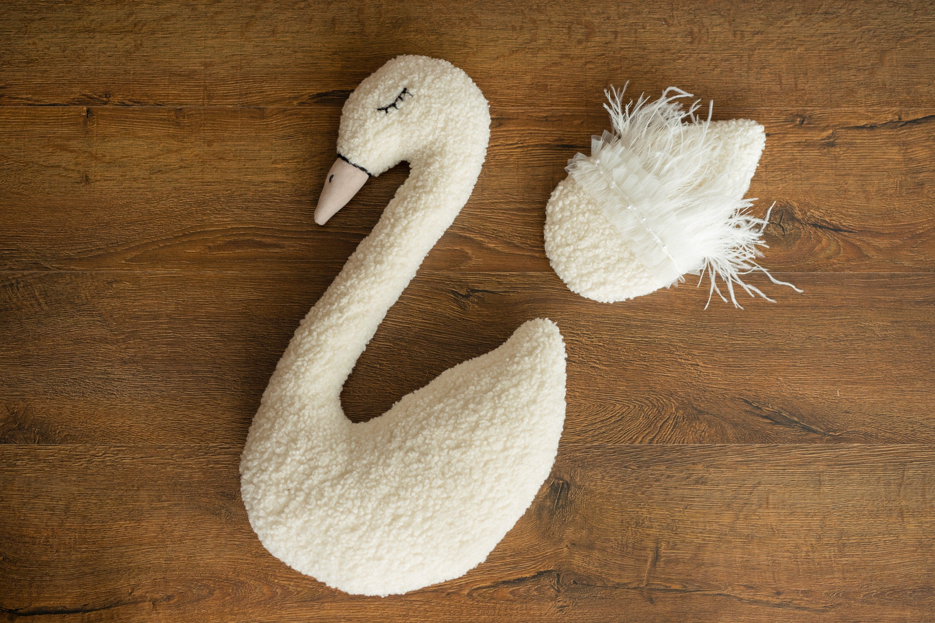 Newborn Flamingo Posing Toy, Newborn Animal Posing Pillow for Newborn Photography props, Newborn Stuffed Animal Pillow, White Swan Pillow