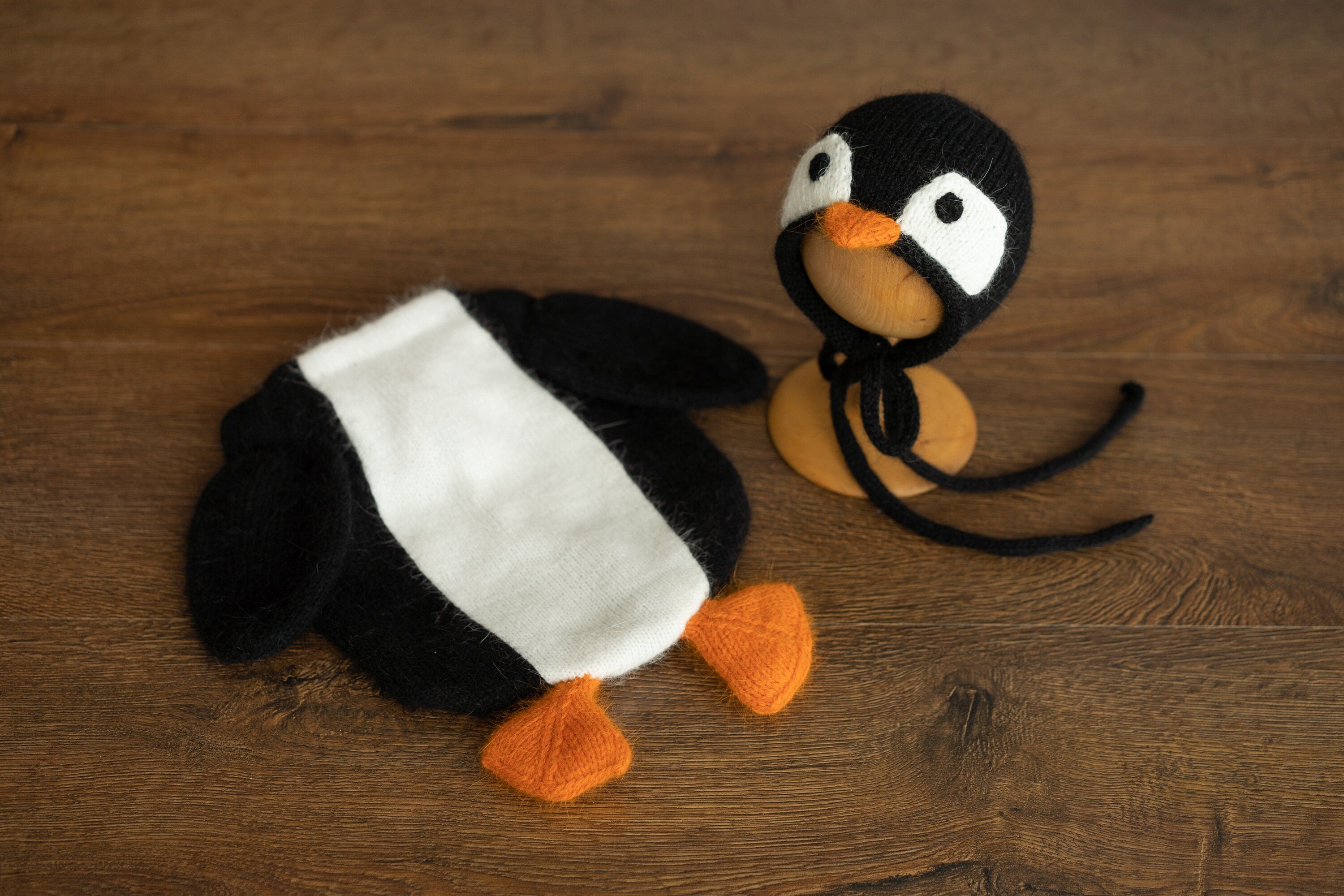 Newborn Penguin Cocoon Photo Props, Penguin Newborn Photography props, Newborn Penguin Potato Pouch with Bonnet, Newborn Coming Home Outfit