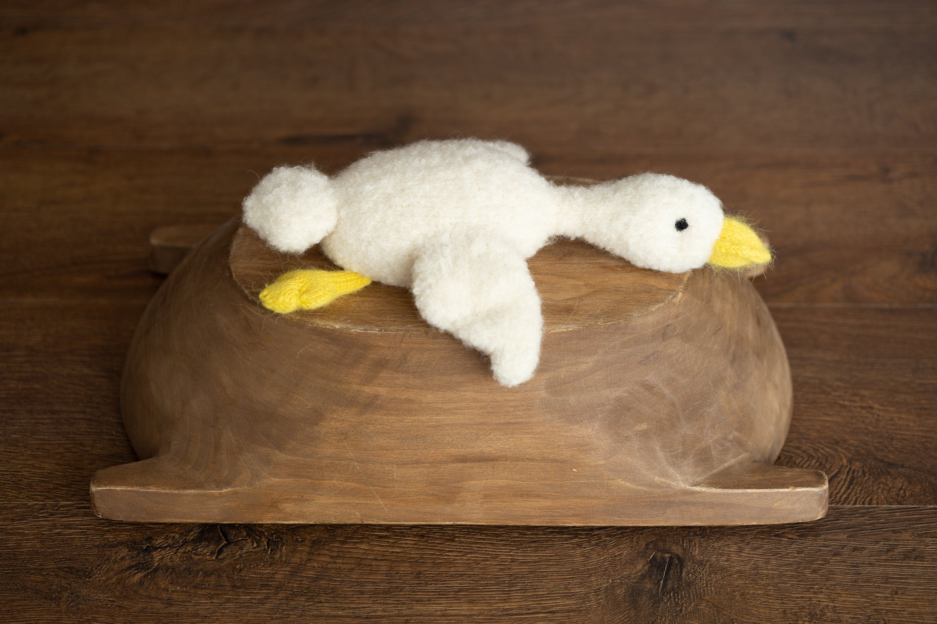 Baby Goose Stuff Animal for Newborn Photography Props, Newborn Knitted Duck Photo Prop, Newborn Goose toy, Baby Comforter Duck toy knitted