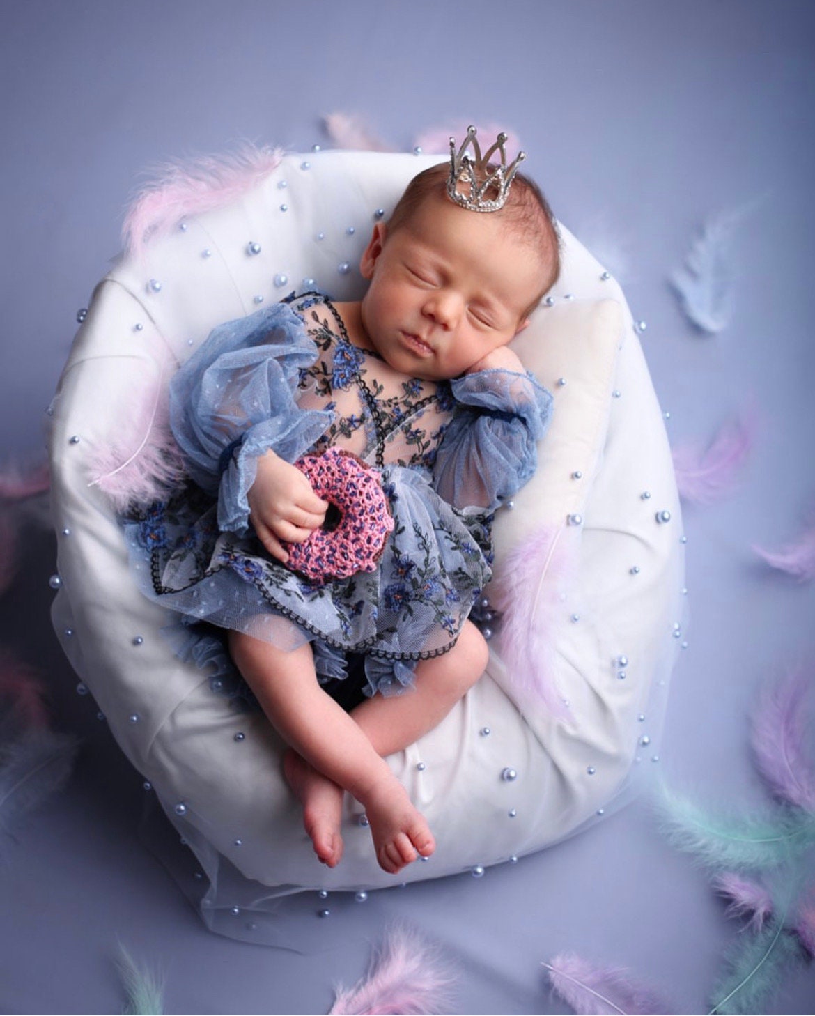 Pearl Bead Tulle Fabric for Newborn Photography Props, Newborn Wrap Pearl Beading Tulle Lace Fabric, Newborn Posing Fabric,Newborn Lace Wrap