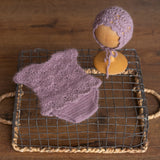 Newborn Knitted Girl Romper, Newborn Girl Bonnet, Newborn Romper Girl, Newborn Girl Outfit,Newborn Photography Props,Newborn Photo Props Set