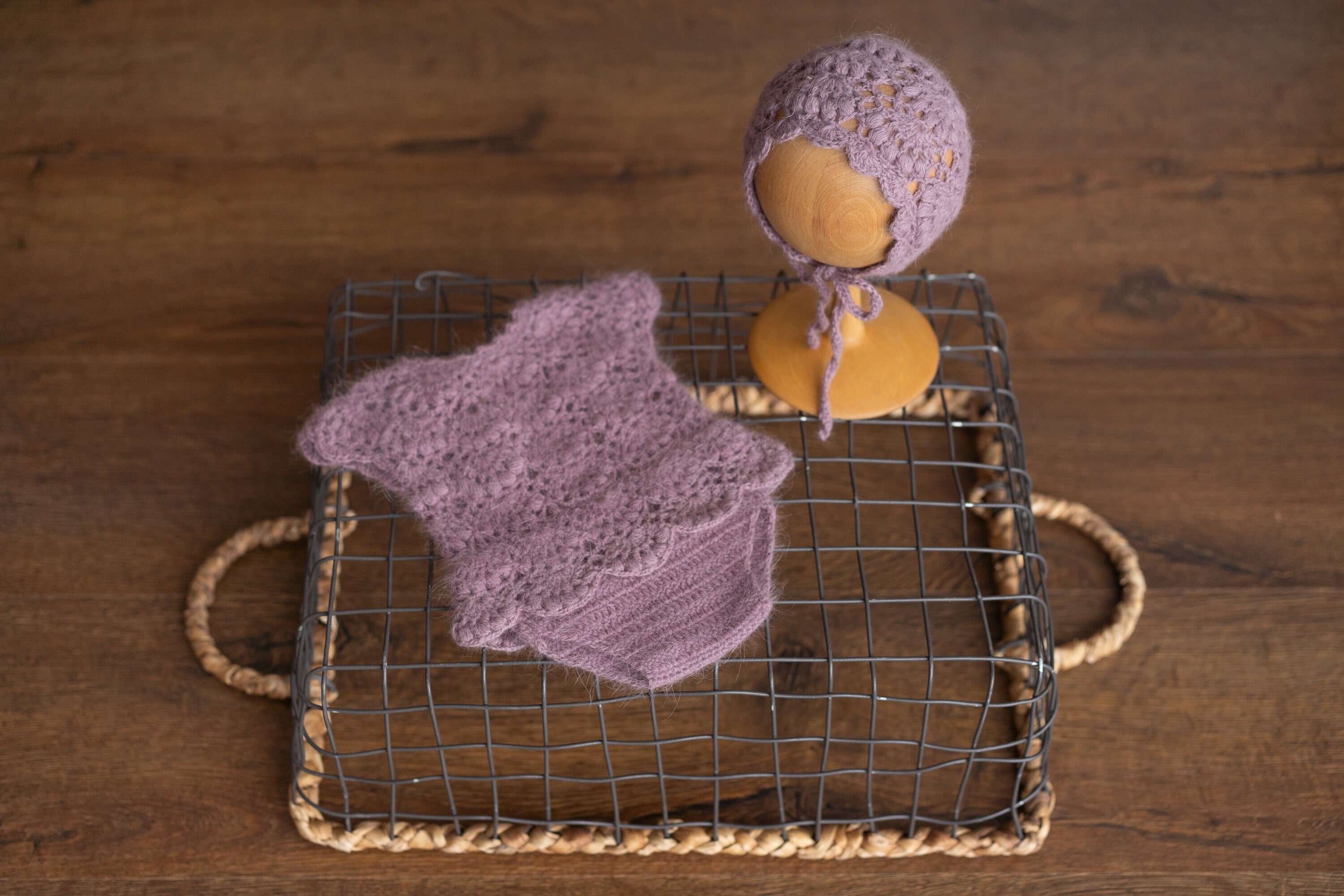 Newborn Knitted Girl Romper, Newborn Girl Bonnet, Newborn Romper Girl, Newborn Girl Outfit,Newborn Photography Props,Newborn Photo Props Set