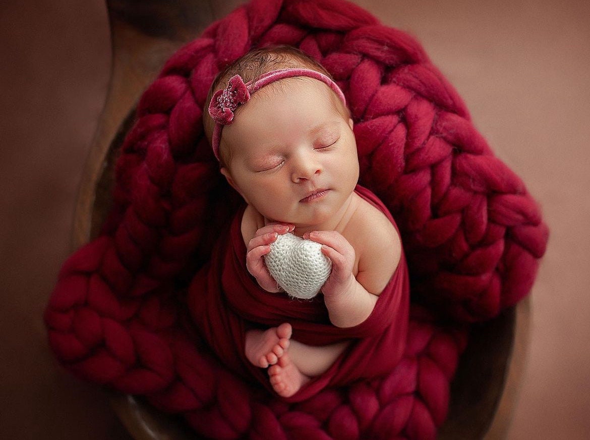 Burgundy Newborn Photography Props, Newborn Merino Wool Blanket,Newborn Posing Pillow,Newborn Teddy Bear Toy,Velvet Newborn Pillow,Baby Bear