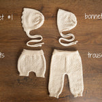 Natural Newborn Crochet Romper and Bonnet Set, Newborn Knitted Outfit, Newborn Knitted Blanket, Newborn Photography props, Baby Girl Romper