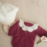 Newborn Beret Hat with Beads, Newborn French Hat, Newborn Knitted Outfit, Newborn Baby Beret Hat, Newborn Outfit Girl, Baby Clothing Knitted