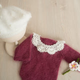 Newborn Beret Hat with Beads, Newborn French Hat, Newborn Knitted Outfit, Newborn Baby Beret Hat, Newborn Outfit Girl, Baby Clothing Knitted