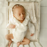 Handmade mohair baby girl romper – soft newborn photography outfit