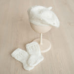 Newborn Beret Hat with Beads, Newborn French Hat, Newborn Knitted Outfit, Newborn Baby Beret Hat, Newborn Outfit Girl, Baby Clothing Knitted