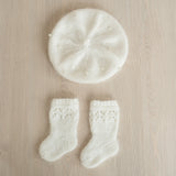 Newborn Beret Hat with Beads, Newborn French Hat, Newborn Knitted Outfit, Newborn Baby Beret Hat, Newborn Outfit Girl, Baby Clothing Knitted