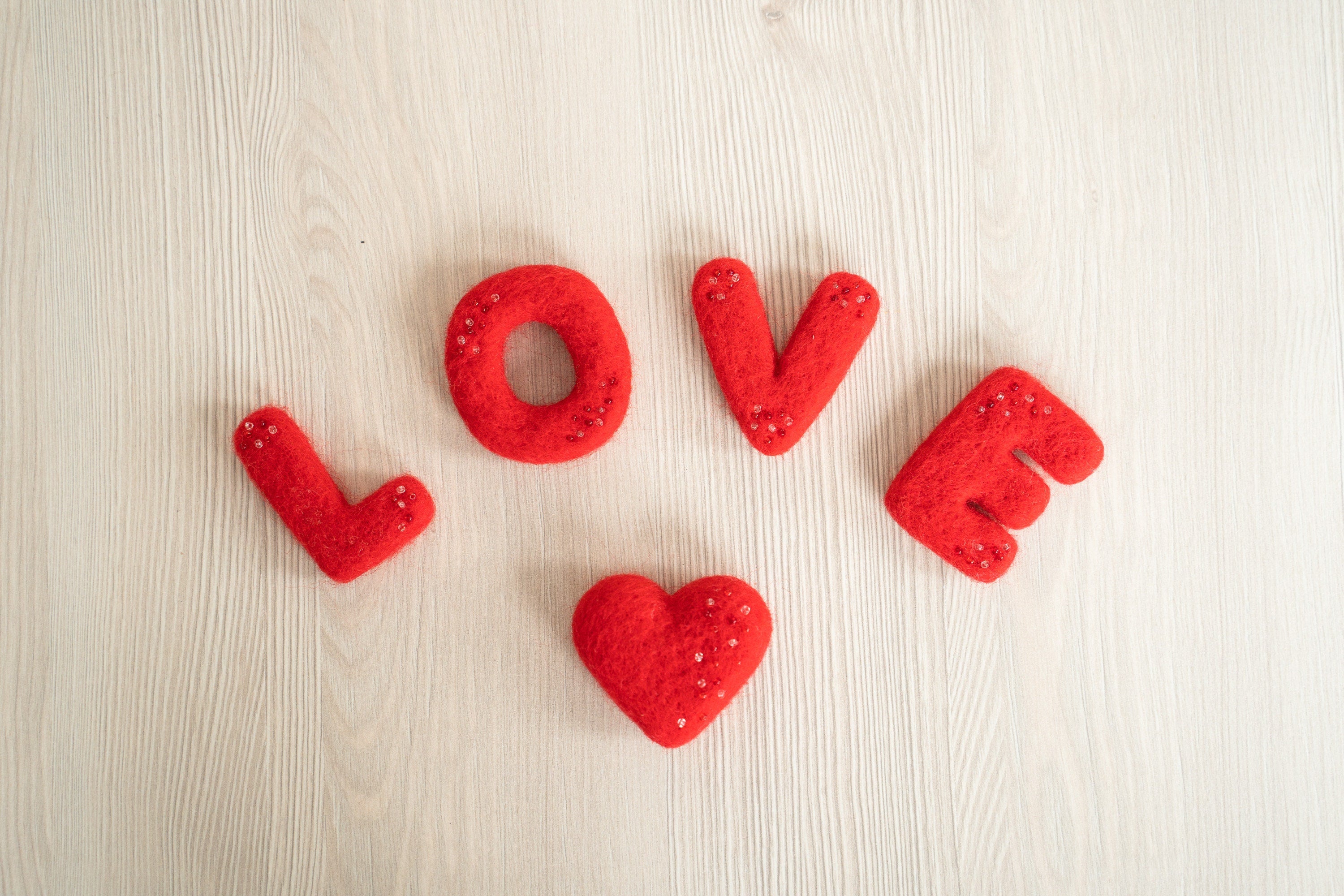 Felted Wool Alphabet Letters for Personalised Decoration, Love Word Felted Letters, Newborn Felted Wool Props, Newborn Photography Props