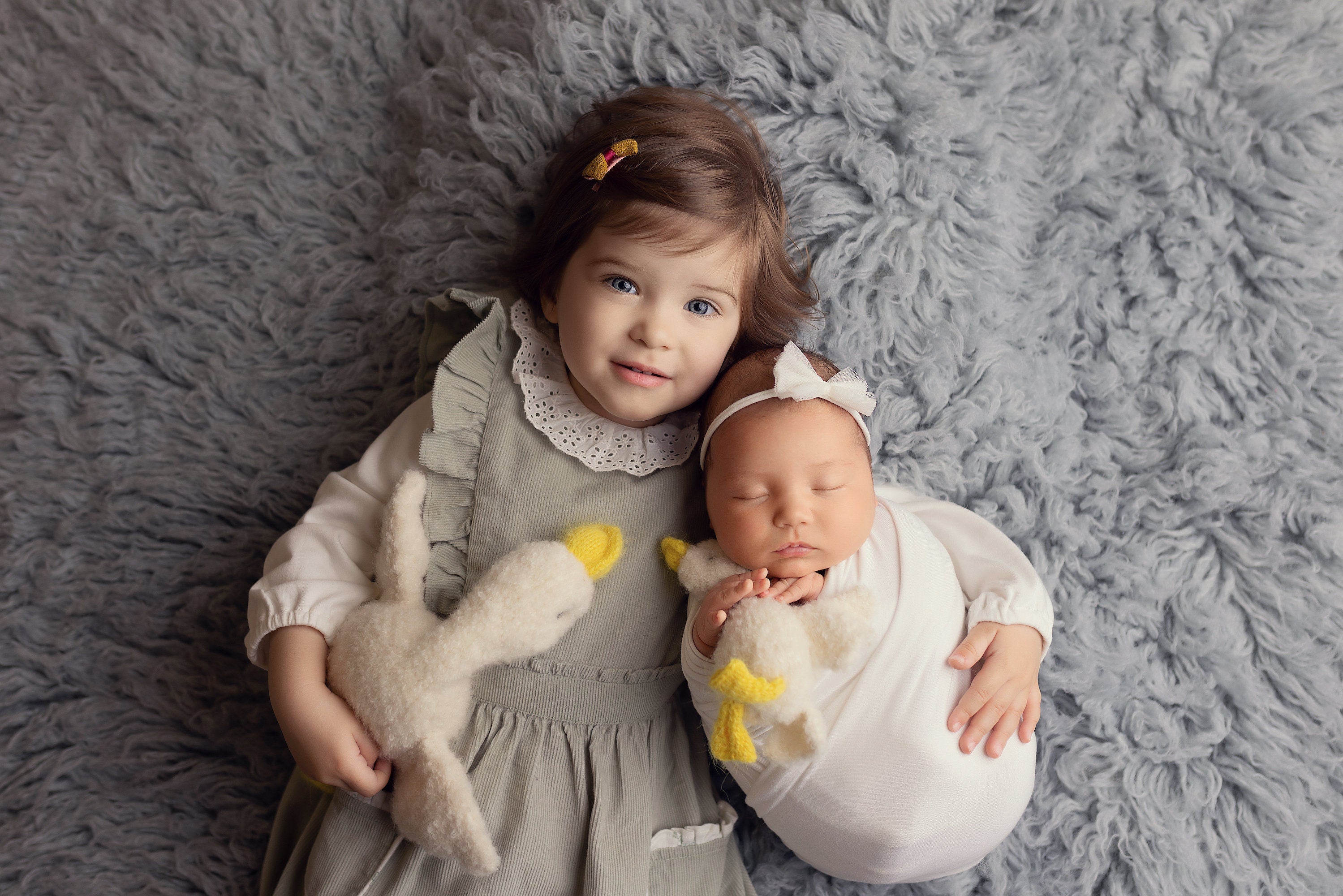 Baby Goose Stuff Animal for Newborn Photography Props, Newborn Knitted Duck Photo Prop, Newborn Goose toy, Baby Comforter Duck toy knitted