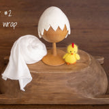 Newborn Egg Costume: Felted Wool Outfit with Hat and Shell Button for Easter Photography Props