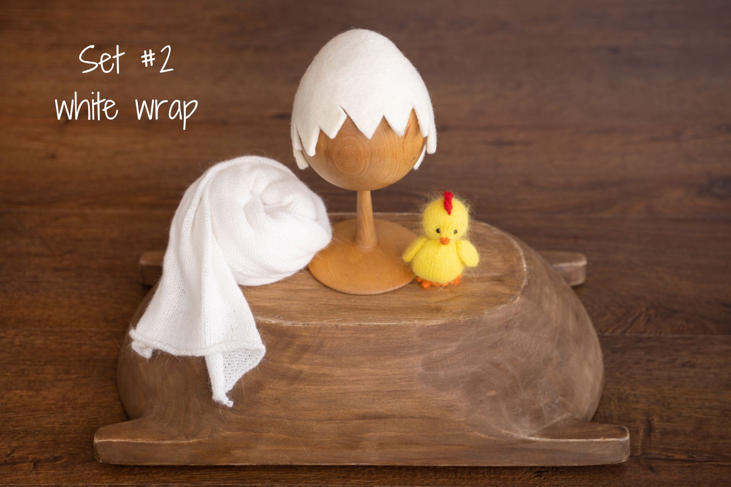 Newborn Egg Costume: Felted Wool Outfit with Hat and Shell Button for Easter Photography Props