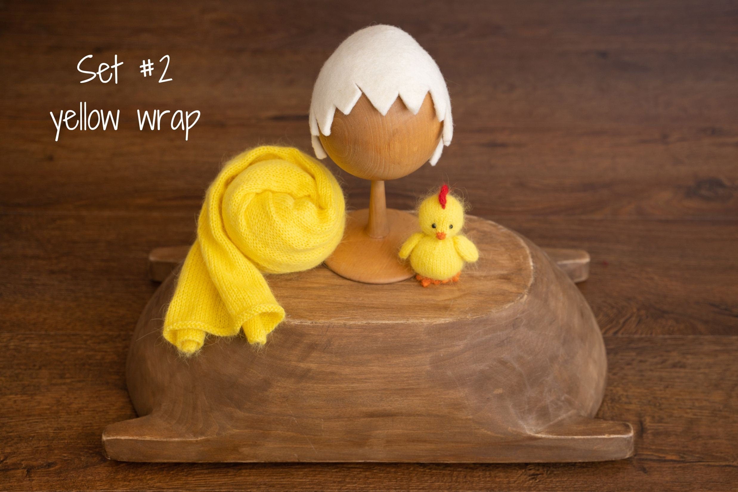 Newborn Egg Costume: Felted Wool Outfit with Hat and Shell Button for Easter Photography Props