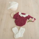 Newborn Beret Hat with Beads, Newborn French Hat, Newborn Knitted Outfit, Newborn Baby Beret Hat, Newborn Outfit Girl, Baby Clothing Knitted