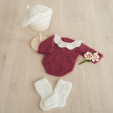 Newborn Beret Hat with Beads, Newborn French Hat, Newborn Knitted Outfit, Newborn Baby Beret Hat, Newborn Outfit Girl, Baby Clothing Knitted