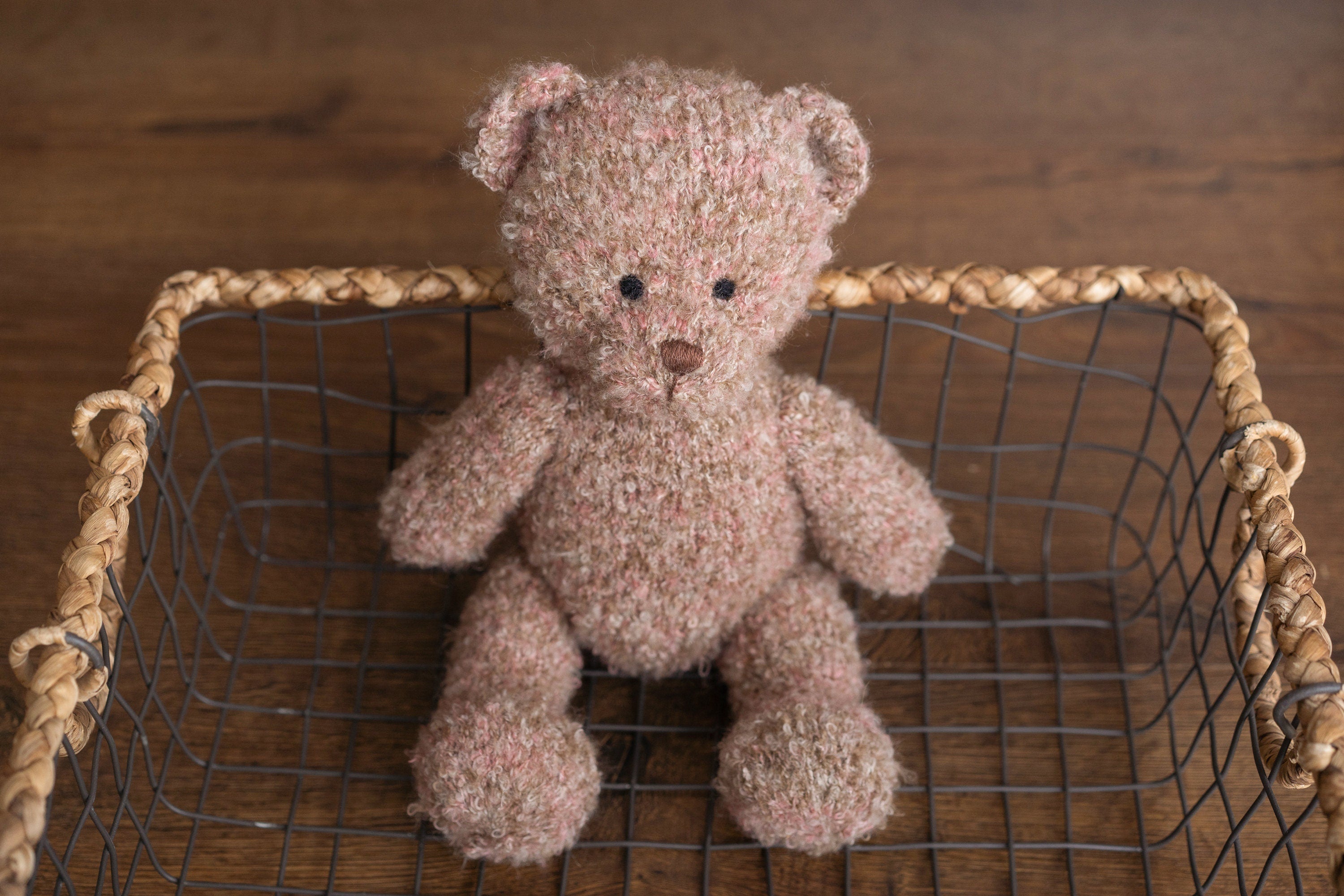 Boucle Knitted Teddy Bear Toy for Newborn Photography Prop, Newborn Knitted Teddy Bear Toy, Big Teddy Bear Toy for Baby, Newborn Bear Props
