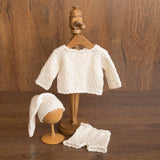 Popcorn Knit Merino Wool Newborn Coming Home Outfit – Knitted Baby Photography Set