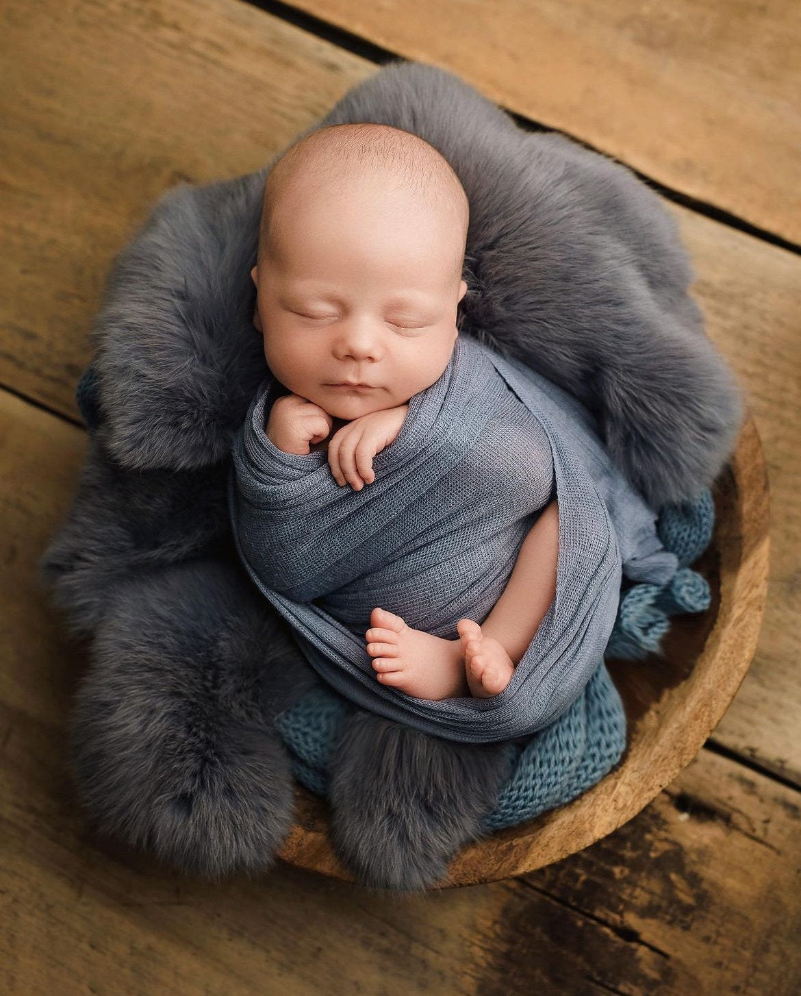 Fluffy rabbit fur baby rug – basket filler and floor layer for newborn photos