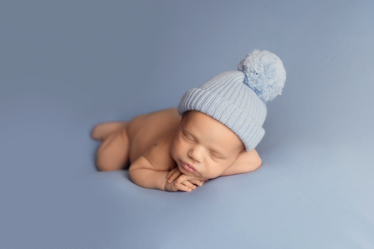 Batik Baby Beanie Hat with Pom Pom, Baby Knitted Hats, Newborn Coming Home Outfit Girl, Newborn Knitted Outfit, Newborn Photography Outfit