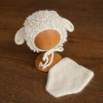 White Sheep Newborn Outfit, Newborn Knitted outfit, Newborn Photography prop,Newborn Felt Sheep Toy,First Birthday Outfit,Coming Home Outfit