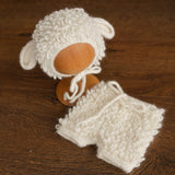 White Sheep Newborn Outfit, Newborn Knitted outfit, Newborn Photography prop,Newborn Felt Sheep Toy,First Birthday Outfit,Coming Home Outfit