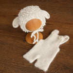 White Sheep Newborn Outfit, Newborn Knitted outfit, Newborn Photography prop,Newborn Felt Sheep Toy,First Birthday Outfit,Coming Home Outfit