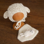 White Sheep Newborn Outfit, Newborn Knitted outfit, Newborn Photography prop,Newborn Felt Sheep Toy,First Birthday Outfit,Coming Home Outfit