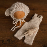 Newborn Sheep Outfit,Newborn Knitted outfit,Newborn Photography prop,Newborn Felt Sheep Toy,First Birthday Outfit,Newborn Coming Home Outfit