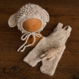 Newborn Sheep Outfit,Newborn Knitted outfit,Newborn Photography prop,Newborn Felt Sheep Toy,First Birthday Outfit,Newborn Coming Home Outfit