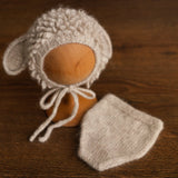 Newborn Sheep Outfit,Newborn Knitted outfit,Newborn Photography prop,Newborn Felt Sheep Toy,First Birthday Outfit,Newborn Coming Home Outfit