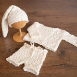 Popcorn Knit Merino Wool Newborn Coming Home Outfit – Knitted Baby Photography Set