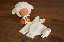 White Sheep Newborn Outfit, Newborn Knitted outfit, Newborn Photography prop,Newborn Felt Sheep Toy,First Birthday Outfit,Coming Home Outfit