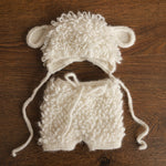 White Sheep Newborn Outfit, Newborn Knitted outfit, Newborn Photography prop,Newborn Felt Sheep Toy,First Birthday Outfit,Coming Home Outfit