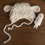 White Sheep Newborn Outfit, Newborn Knitted outfit, Newborn Photography prop,Newborn Felt Sheep Toy,First Birthday Outfit,Coming Home Outfit