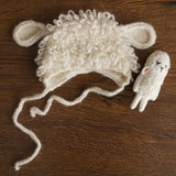 White Sheep Newborn Outfit, Newborn Knitted outfit, Newborn Photography prop,Newborn Felt Sheep Toy,First Birthday Outfit,Coming Home Outfit