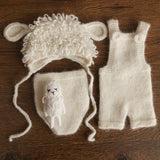 White Sheep Newborn Outfit, Newborn Knitted outfit, Newborn Photography prop,Newborn Felt Sheep Toy,First Birthday Outfit,Coming Home Outfit
