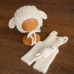 White Sheep Newborn Outfit, Newborn Knitted outfit, Newborn Photography prop,Newborn Felt Sheep Toy,First Birthday Outfit,Coming Home Outfit