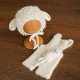 White Sheep Newborn Outfit, Newborn Knitted outfit, Newborn Photography prop,Newborn Felt Sheep Toy,First Birthday Outfit,Coming Home Outfit